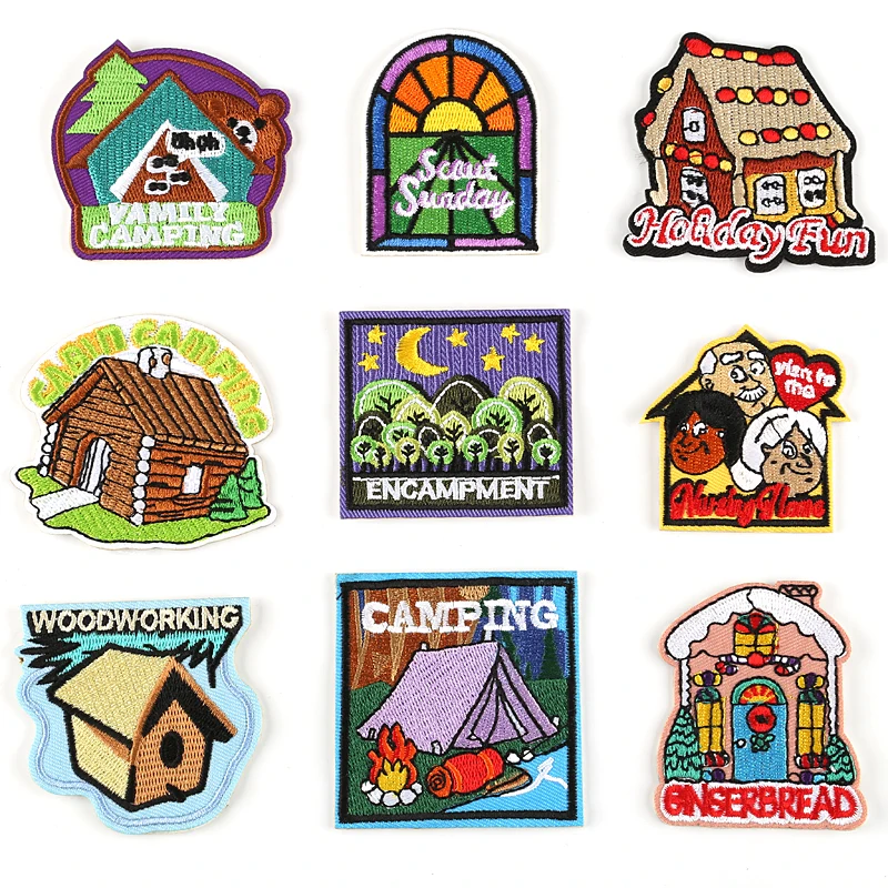 

DOUBLEHEE3 9 Different House Stick On Patch Embroidered Patches No Iron On Sew For Shoes Bags Phone Embroidery Do Not Wash