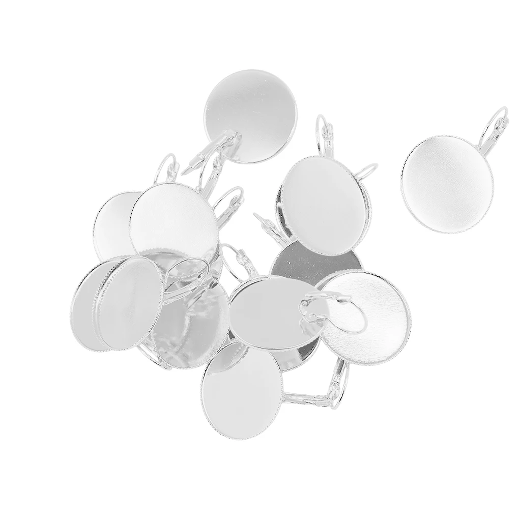 12 Pieces Earrings Round Cabochon Empty Base Bezel Earring Tray Cameo 25mm DIY Resin Base Findings