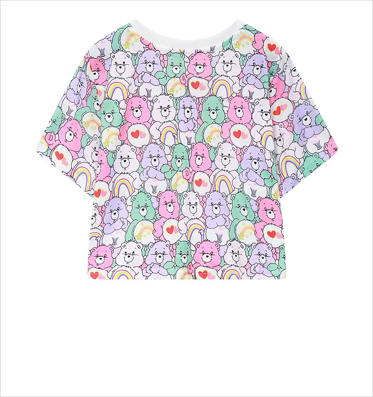 Hiawatha/ летний укороченный топ Харадзюку, Стильная Милая футболка с принтом медведя футболки с короткими рукавами и круглым вырезом для девочек T3144