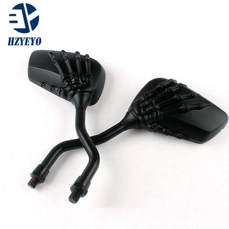 

2Pcs/Pair Motorcycle Mirror Scooter E-Bike Rearview Mirrors Black Skeleton Skull HAND Claw 8mm 10mm,HZYEYO, P-004