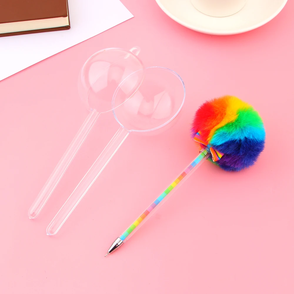 Creative Candy Color Fur Plush Ball Shape Gel Pen Cute Student Learning Stationery School Supplies|Шариковые ручки| |