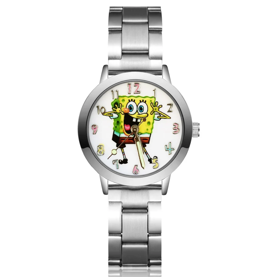 

Cute Cartoon pretty SpongeBob style Children's Watches Kids Student Girls boys Quartz Metal steel Wrist Watch JA137