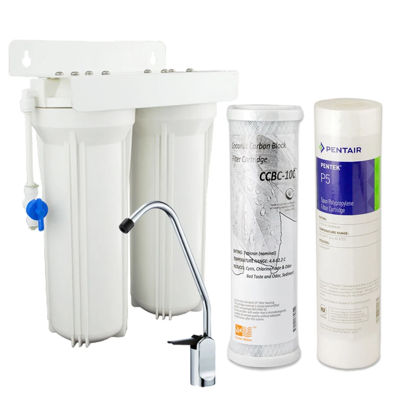 2037 17 De Réductionsystème De Filtration Deau Sous évier Coronwater Ménage Double Filtration Deau De Cuisine 5 Microns Et Charbon Actif De Noix