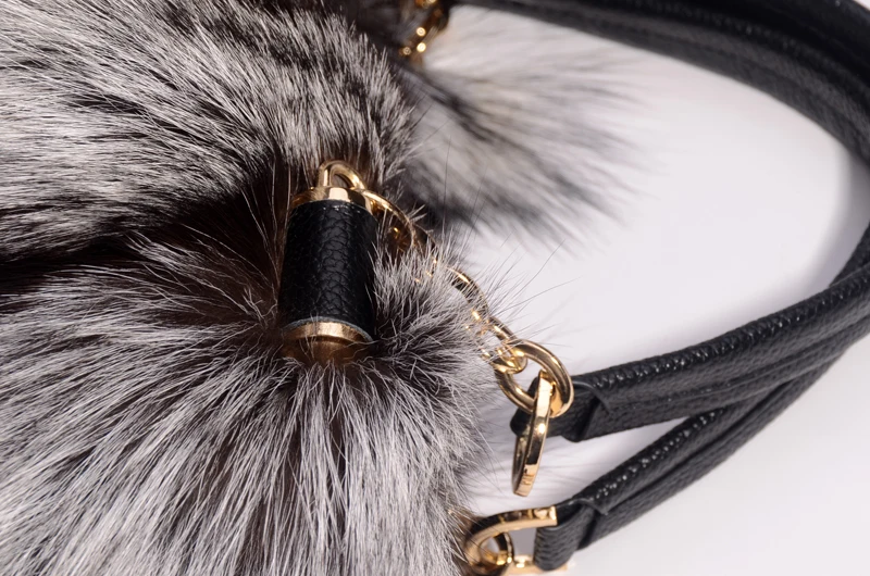 Women's Real Fox Fur Handbags Purse Chain Shoulder Evening Bags Envelopes Bags 