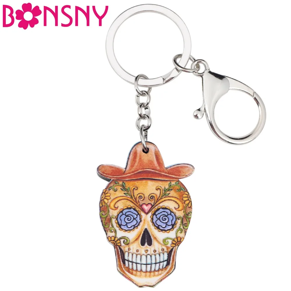 Buy Bonsny Acrylic Cowboy Skeleton Skull Novelty Key