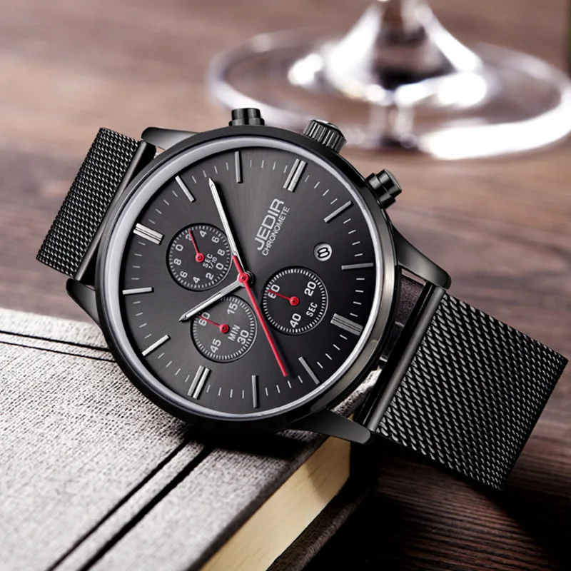 

Fashion Luxury Brand Men's Watches Men Stainless Steel Mesh Band Quartz Sport Watch Chronograph Men's Wrist Watches Clock Men
