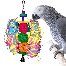 Животное птица висячая игрушка красочные Ротанговые шарики, гирлянда и украшение для клетки жевательная игрушка для попугаев Parakeet натуральная гирлянда из ротанга клетка игрушка