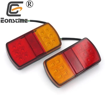 

Eonstime 12V/24V 12 LED Stop Rear Tail Indicator Reverse Lamps Lights Trailer Car Truck Van Combination Taillights Red Amber