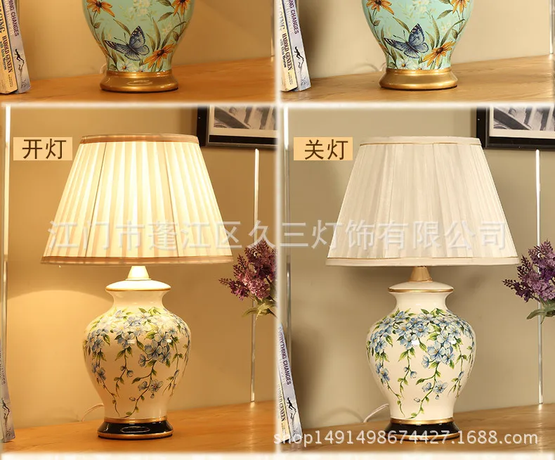 Simple Modern Orchid Paiting Ceramic Table Lamp Indoor Lighting Wedding Gift Direct Home Entertainment Lighting