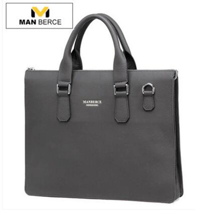 Brand Handbag MANBERCE Men Shoulder Bags Messenger Bag Genuine Leather Briefcase Men's Business Casual Tote Laptop Bag