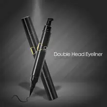 1 шт. зубная щетка с двумя головками и уплотнения, черный цвет, подводка для глаз, Треугольники подводка для глаз со штампом 2-в-1 Водонепроницаемый глаз макияжная подводка для глаз карандаш для глаз штамп