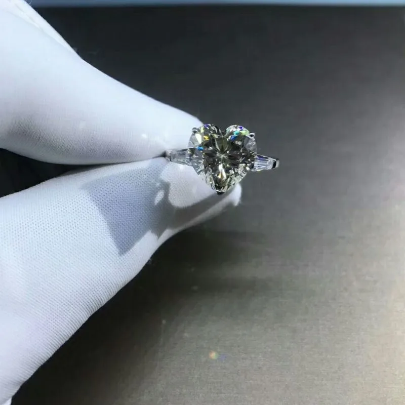 2018 кольцо ручной работы в форме сердца для влюбленных 3ct AAAAA Циркон cz серебряный