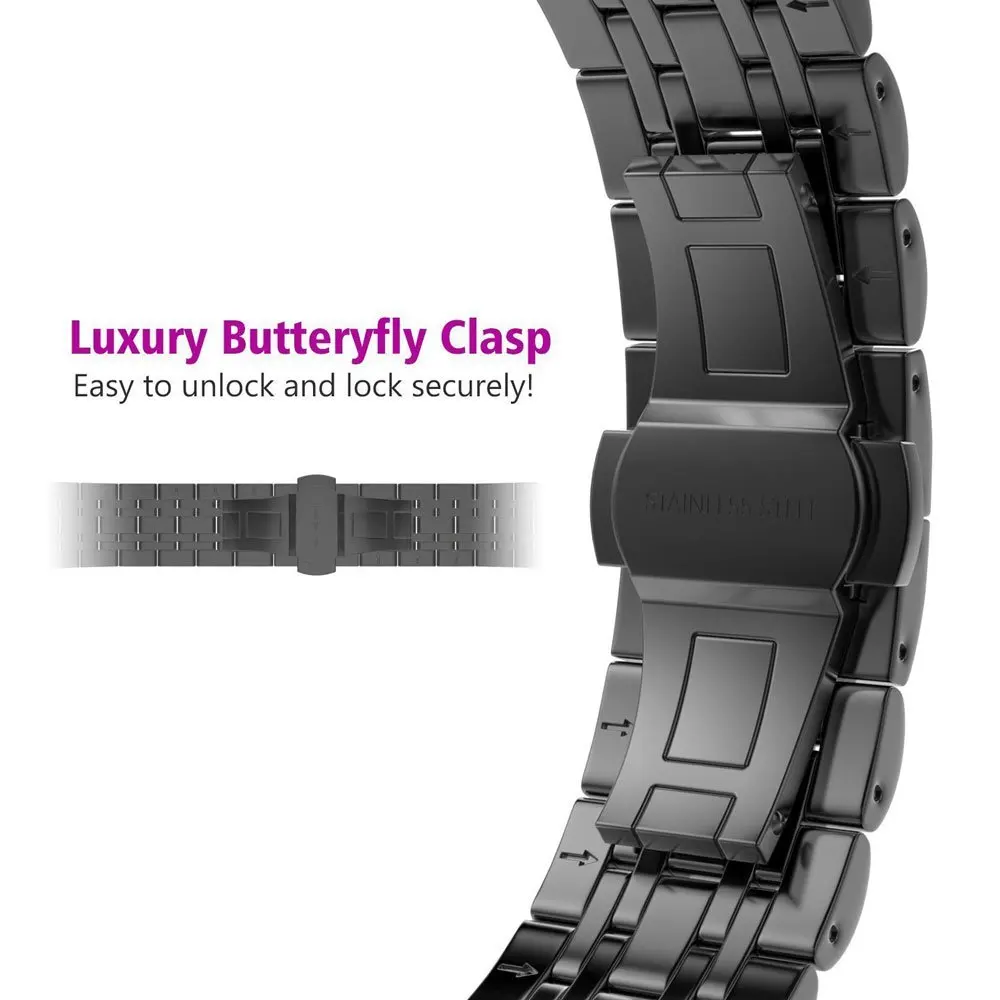 Ремешок из нержавеющей стали для Apple Watch Band 38 мм 42 мм 40 мм 44 мм Бабочка Пряжка металлический ремешок для часов iWatch Series 5/4/3/2/1