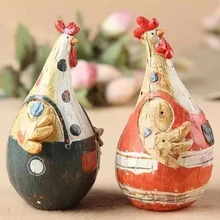 European Style Resin Chicken couples 2PCS/LOT Wedding gifts animal Figurines Cabochon Home Decoration Crafts