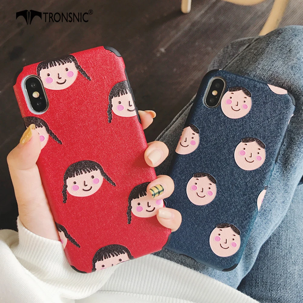 

TRONSNIC Cute Cartoon Phone Case for iPhone X XS MAX XR Blue Red Case for iPhone 6S 6 7 8 Plus Relief Matte Shockproof Cover Hot