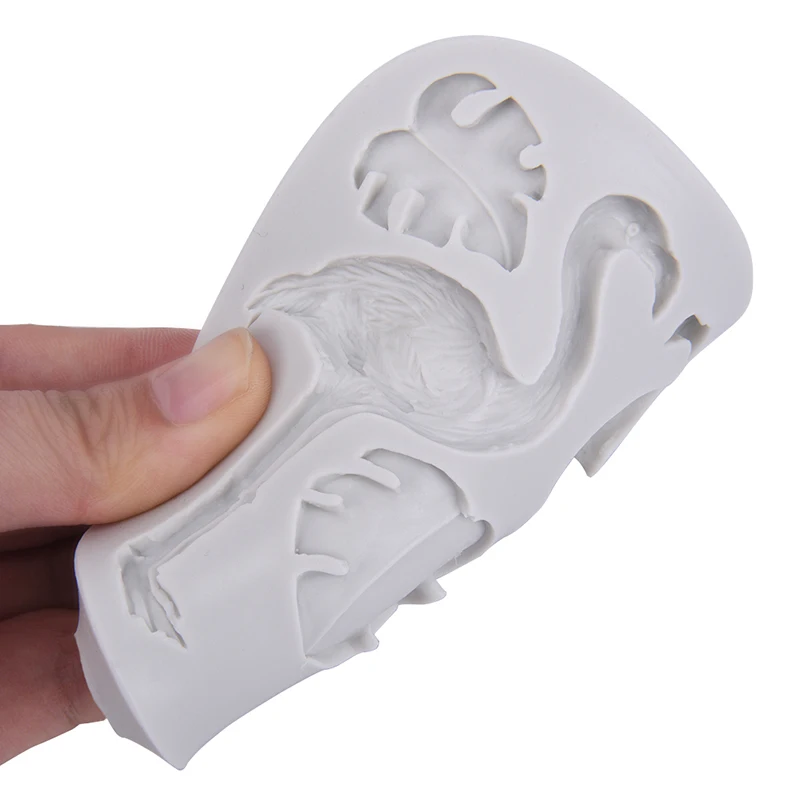 Clay Mould 1PCS 10x10.6CM Silicone Flamingo Leaf Decorating Cake Molds Sugarpaste Candy Chocolate