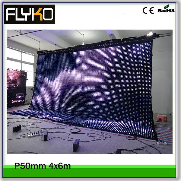 

4m high x 6m width P5 led led moving video display 3in1 lights flexible video curtain wall for party wedding