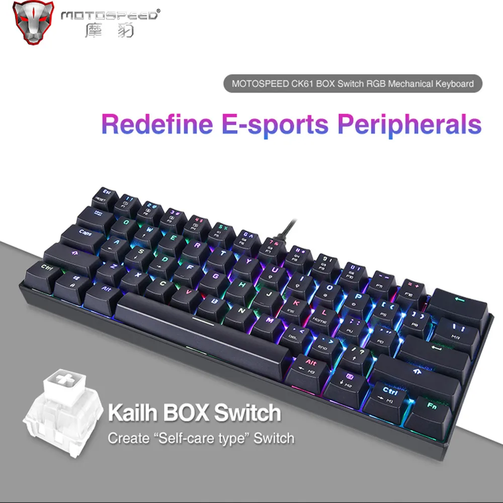 

MOTOSPEED CK61 Gaming Keyboard RGB Backlit Mechanical Keyboard With Kailh BOX Switch Anti-Ghosting Keyboard For Gamer PK CK104