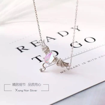 

Mori Moonstone Little Devil Clavicle Chain Gift 925 Sterling Silver Temperament Personality Fashion Female Necklace SNE063
