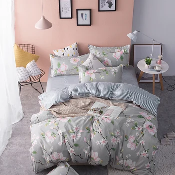 

Peach Blossom Printed Home Textile Printed Bedding Set Bed Cover Bed Sheet Duvet Cover Pillowcase Bed Linen Bedclothes Queen
