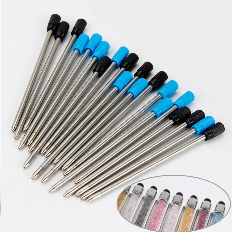 

10 pcs/lot 7CM Length Metal Pen Refill Special Refills For Diamond Crystal Ball Point Pen Refill 0.7mm Office School Supplies
