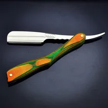 N06C бритва с прямым краем, складной бритвенный нож, Парикмахерская бритва с деревянной ручкой для волос на лице, бровей, бороды, бритвенный инструмент