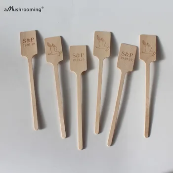 

x100 Bird Fish Personalized Wedding Stir Sticks Bridal Shower Party Drink Coffee Stirrers Cocktail Party Decor Wooden Barware