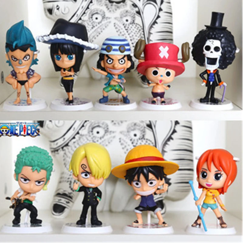 9ピース セットワンピース69世代わら帽子海賊家族の肖像画ルフィゾロウソップチョッパーィサンジロビンアクションフィギュア玩具p515 Aliexpress