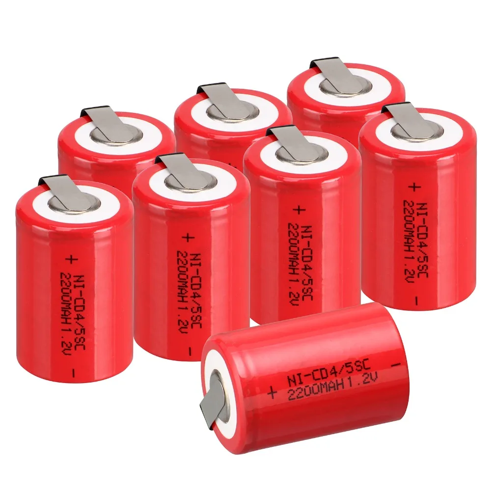 Anmas power 2-16 шт красный 1,2 V 4/5 SC Sub C 2200mAh Ni-CD nicd Sub C аккумуляторные батареи с вкладкой