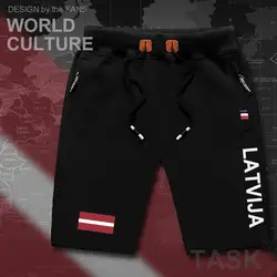 Латвия Latvijamens шорты пляжные мужские пляжные шорты Флаг Тренировки карман на молнии пот Бодибилдинг 2017 хлопок новый латышский LVA