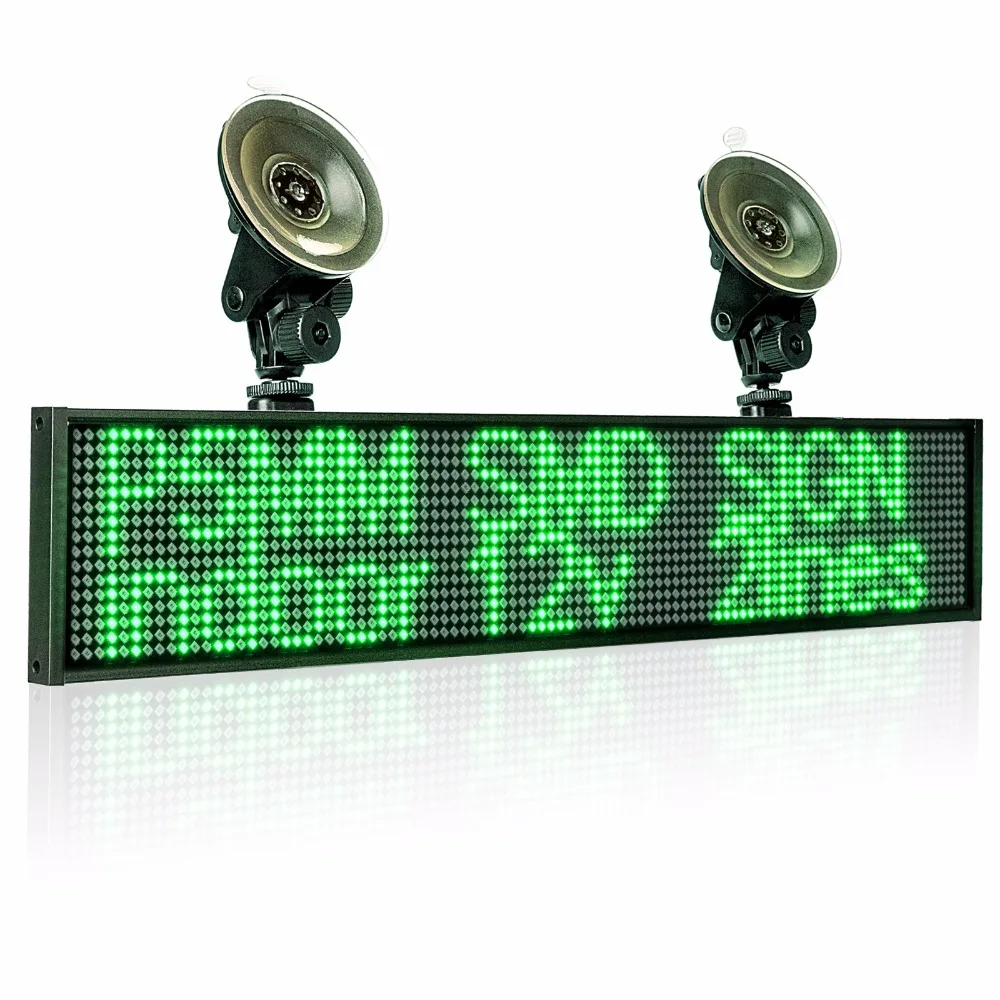 50cm P5mm Wif Indoor LED Sign panel12v Car Scrolling Ad Message board Green SMD display screen Support iOS phone input 2 sucker