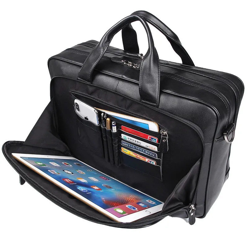 Nesitu большой черный кофе натуральная кожа 14 ''15,6'' 17 ''ноутбук мужской портфель бизнес путешествия сумки M7320