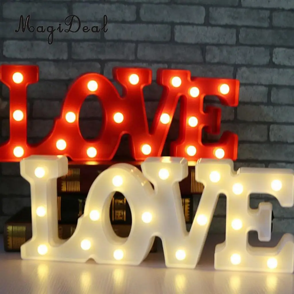 MagiDeal  LED Light Up Alphabet Letter Lights Plastic Letters Standing Hanging Sign Home Office DIY Decor	