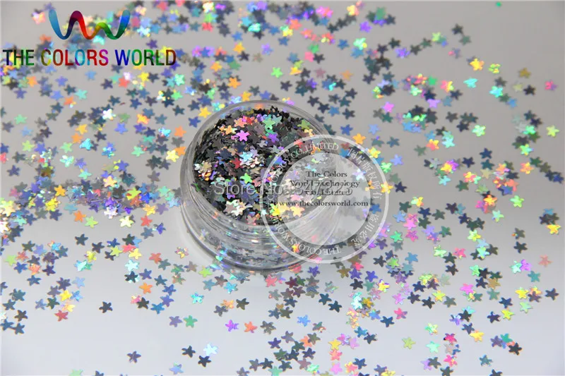 Paillette para Unha Lsf-0 Starfish Molda Tamanho Solvente Resistente Glitter Holográfico Prata Cor Art Faça Você Mesmo Supplies1pack = 50g 3mm 3 LSF-0 Starfish Molda Tamanho 3mm Solvente Resistente