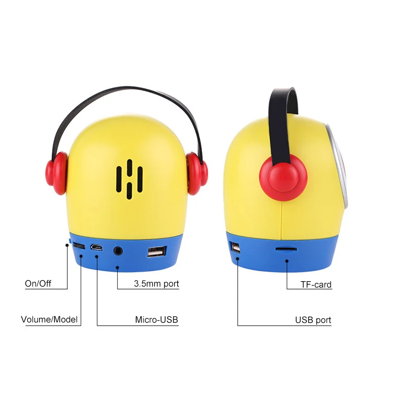 RACAHOO Cartoon Mini Portable Bluetooth Speaker Wireless Handsfree Subwoofer Stereo Outdoor Speakers with Mic for Smart Phone1