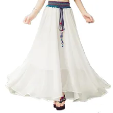 Брендовая качественная летняя шифоновая женская юбка, стильная одежда в богемном стиле, милая тонкая юбка-двойка, новая национальная женская одежда