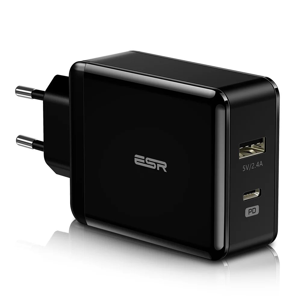 ESR USB C тип-c 30 Вт двойной порт быстрая зарядка настенный ЕС США штекер 18 Вт PD 3,0 быстрое зарядное устройство для iPhone 11 Pro XR XS Max iPad Android