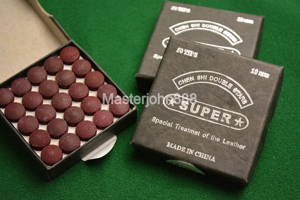 

Super Double Stars 50pcs Glue-on Pool Billiards Snooker Cue Tips 10mm Free Shipping Wholesales