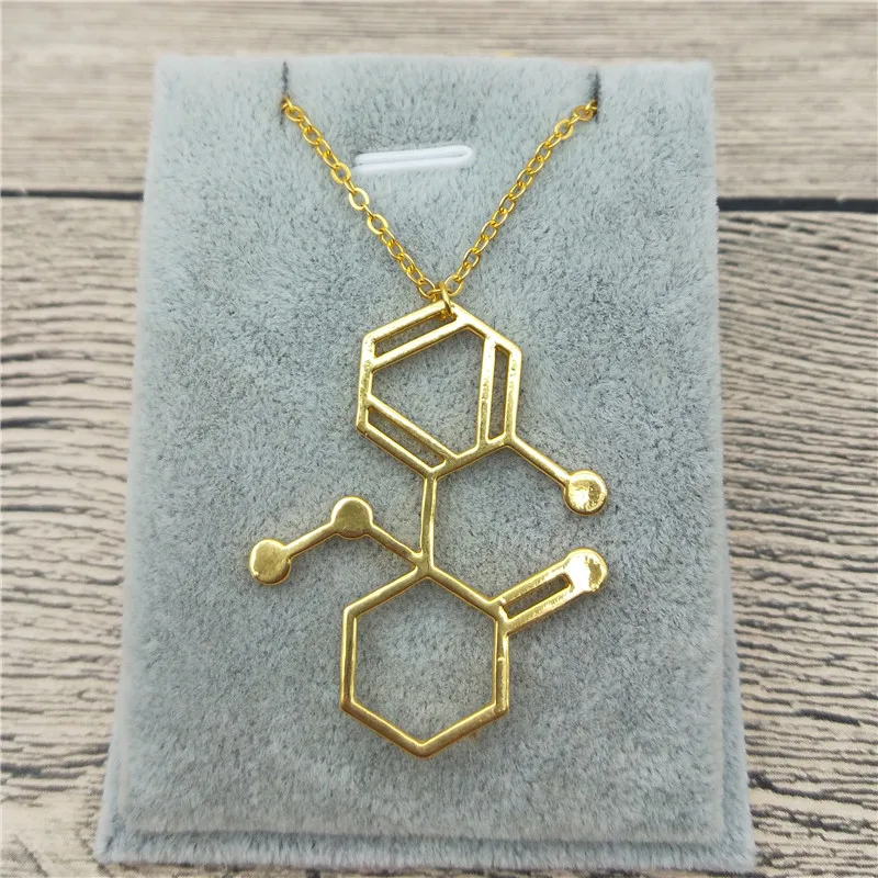 

New Trendy Small Ketamine Molecule Necklace in Rectangle Multipolar Neuron Biology Gift Psychology Jewellery