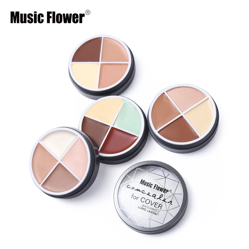 Музыкальный цветок 4 цвета корректор консилер палитра для макияжа водостойкий стойкий маскирующий крем натуральная косметика для контурирования лица