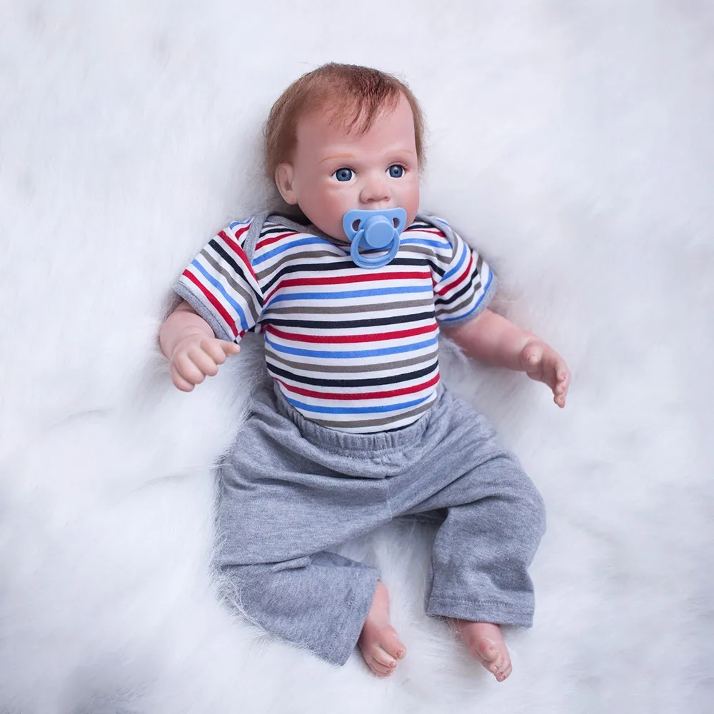 Bebe Boy Reborn куклы 20 дюймов 51 см мягкие виниловые силиконовые Reborn Baby Doll с полосатой одеждой милые игрушки для девочек Boneca подарок