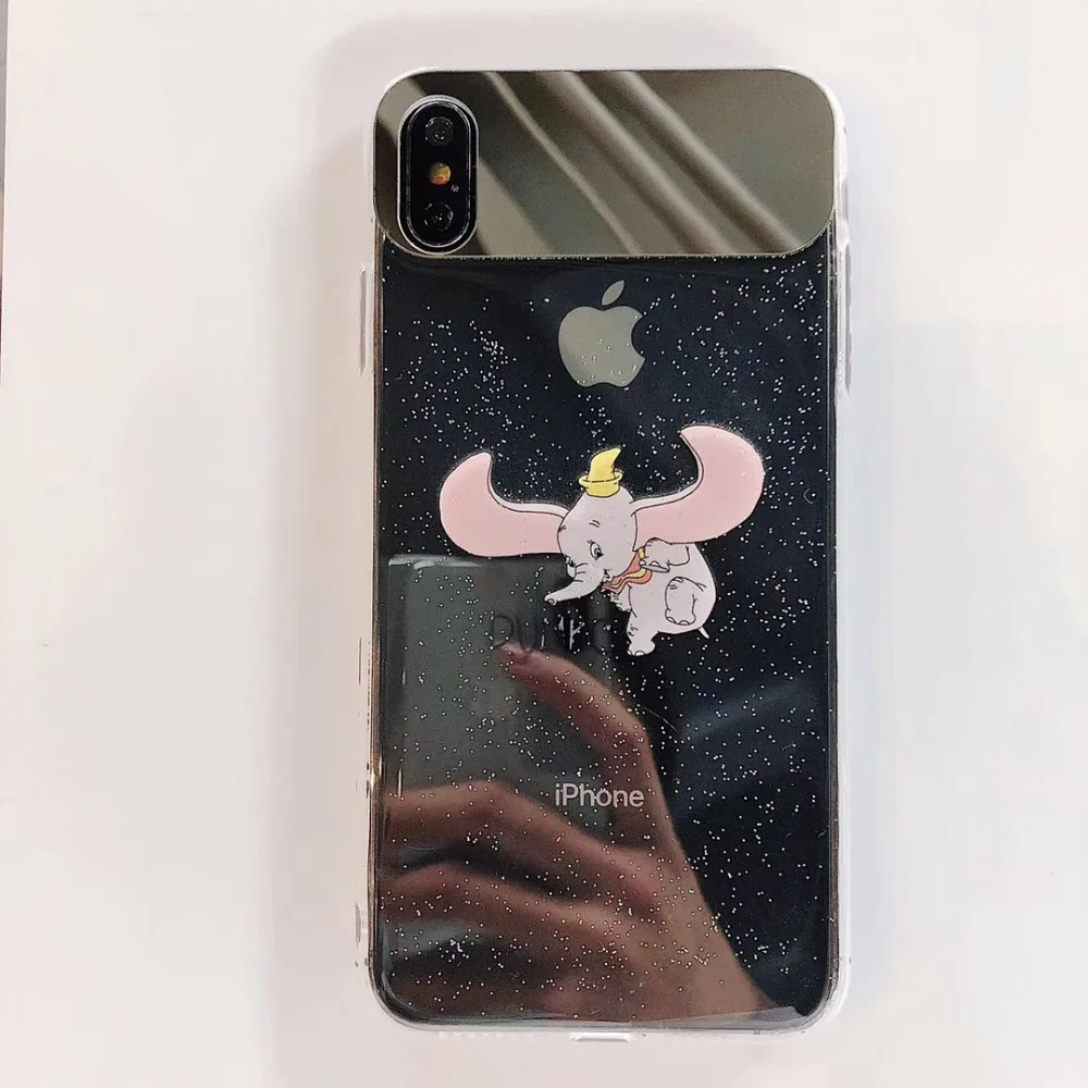 

Zxtrby Makeup Mirror iPhoneXS Max XR X 8 7 6 6S Plus Soft TPU Cartoon dumbo Cute Transparent phone case