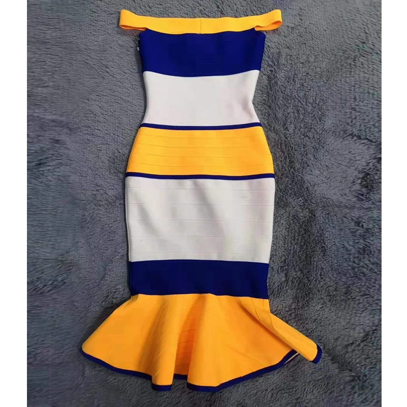 

High Quality 2019 Elegant Stripe Mermaid Off Shoulder Summer Dresses Women Celebrity Party Sexy Backless Bodycon Dress Vestidos