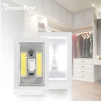 

LemonBest Magnetic LED Night Light Ultra Bright Mini COB Wireless Wall Light with Switch Magic Tape for Camp Lamp Indoor