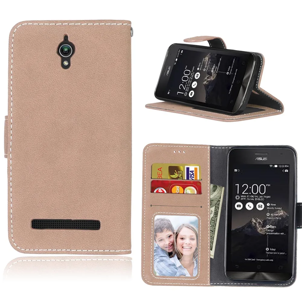 Чехол для ASUS ZenFone C ZC451CG Z007, 4,5 дюйма, чехол для Zenfone C+, бесплатный подарок, флип-чехол-кошелек, сумка для Asus ZenFone C ZC451CG - Цвет: Beige
