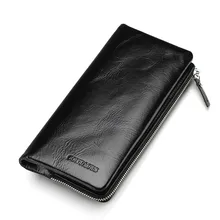 Luxury Cowhide Men Clutch Wallets Genuine Leather Long Purses Business Large Capacity Wallet Zipper Phone Bag For Male luxury brand wallets for men genuine leather men bag cowhide clutch wallet vintage male purse big capacity phone bag wallet