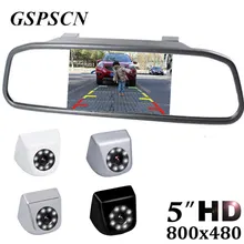 GSPSCN автоматический зеркальный монитор Система помощи при парковке для автомобиля 5 дюймов HD 800*480 TFT lcd Автомобильный монитор с металлической HD камерой заднего вида