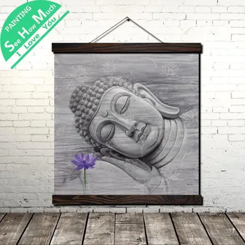 

Buddha At Peace Sleep Scroll Painting Canvas Vintage Poster and Prints Wall Art Picture Living Room Bedroom Farmhouse Decoration