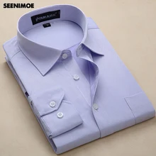Seenimoe для мужчин s Slim Fit Умные повседневные рубашки с широким рукавом Повседневная рубашка модная летняя одежда однотонные рубашки S-4XL Платье рубашка для мужчин