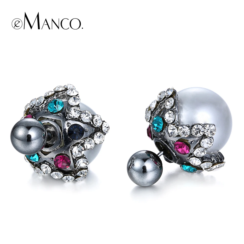 // stud reversible earring silver rhinestone earrings//double Imitation